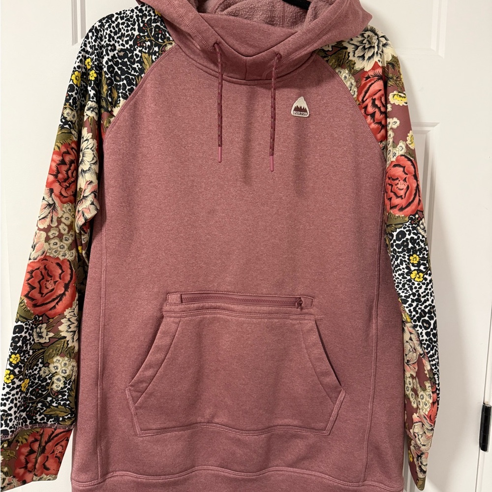 Burton Mauve Floral Sleeve Women's Cowl Neck Sweater